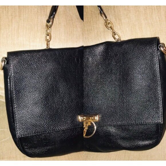 Authentic Versace  Collection Black Pebbled Leather Top Handle Bag - Picture 5 of 14